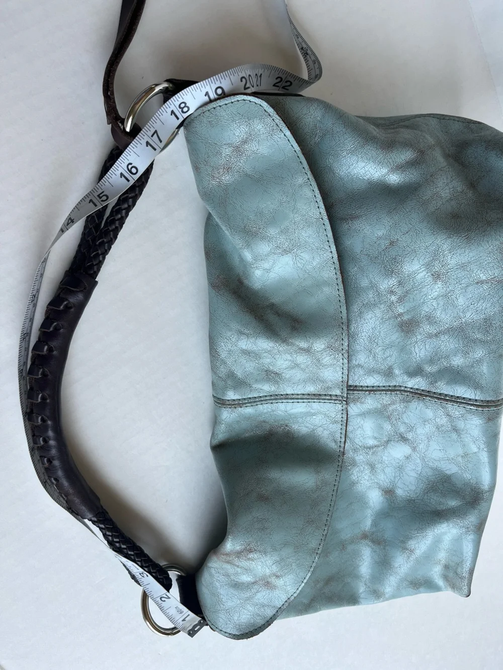 Henri Lou Turquoise Distressed Leather Boho Western Hobo Shoulder Bag
